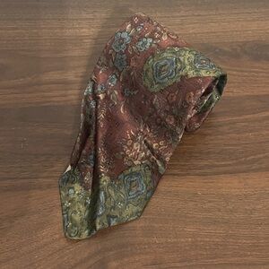Canali Burgundy and Olive Floral 100% Silk Tie